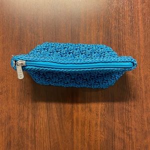 The SAK Crochet Knit Hobo Wallet/Purse/ cosmetic bag Blue/Aqua.